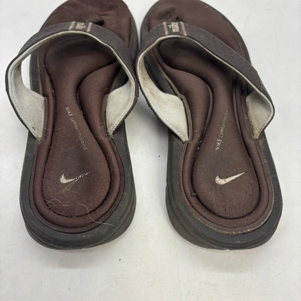 Nike Comfort Slides Womens 10 Brown Slip On Sandals Comfortbed Flip Flops